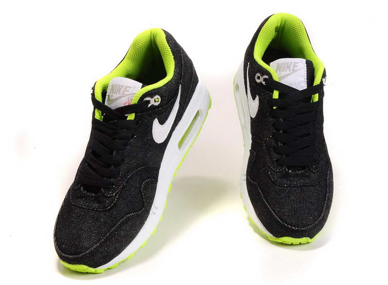 Nike Air Max 1 87 fourrure Chaussures Hommes Noir Vert (3)